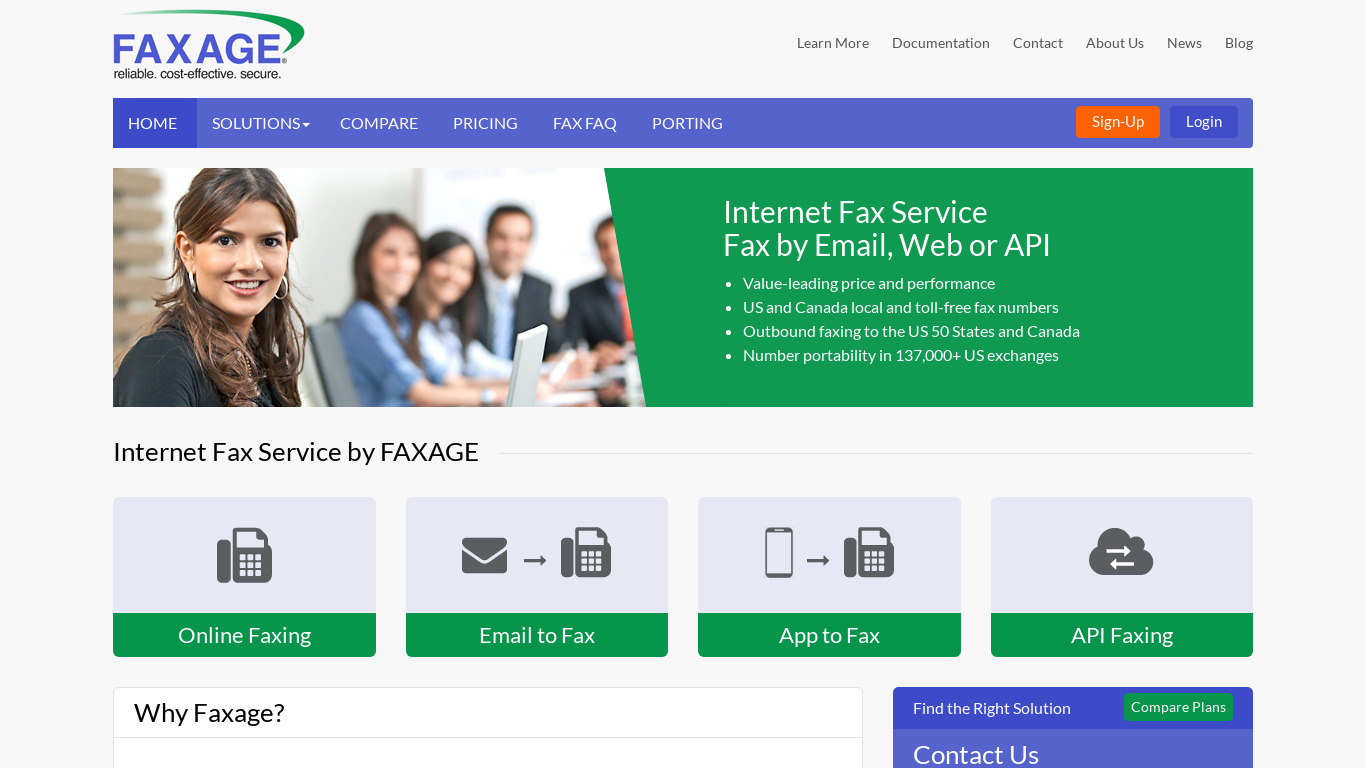 FAXAGE Landing page