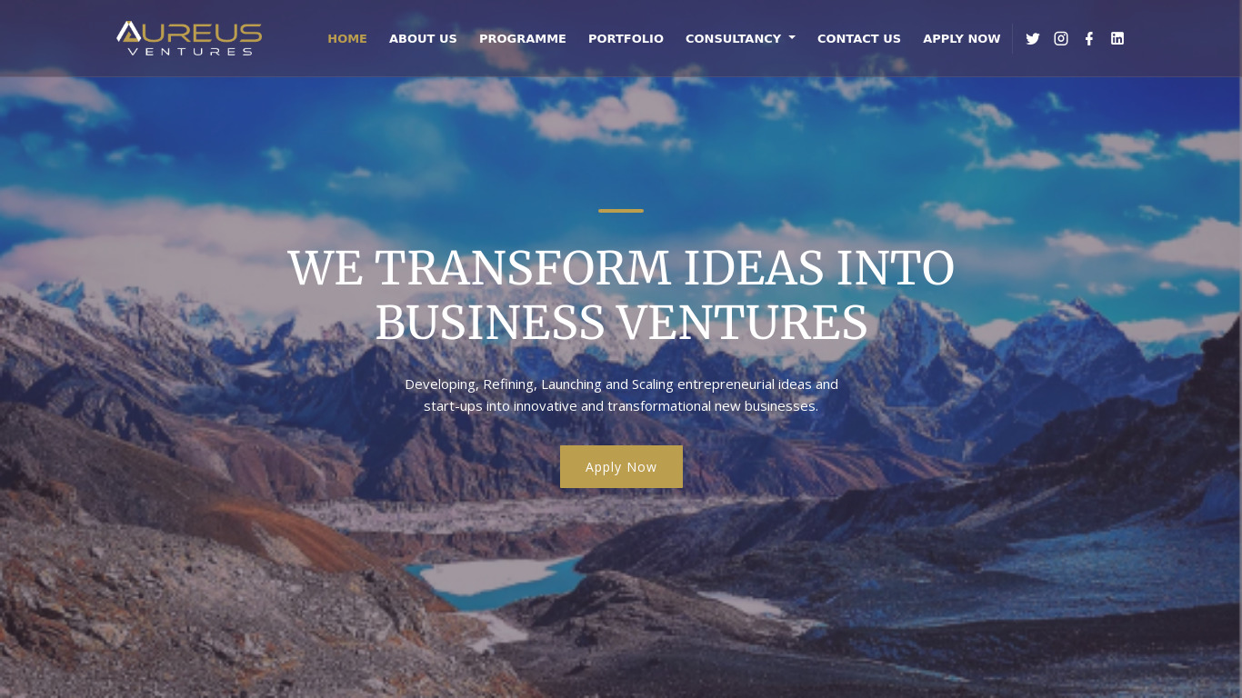 Aureus Ventures Landing page