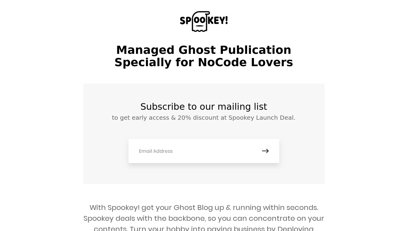 Spookey! Landing page