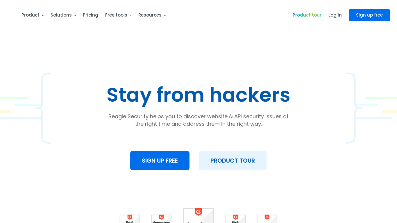 Beagle Security Landing page