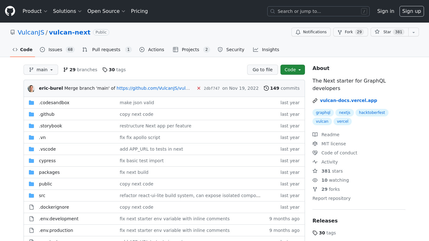 VulcanNext Landing page