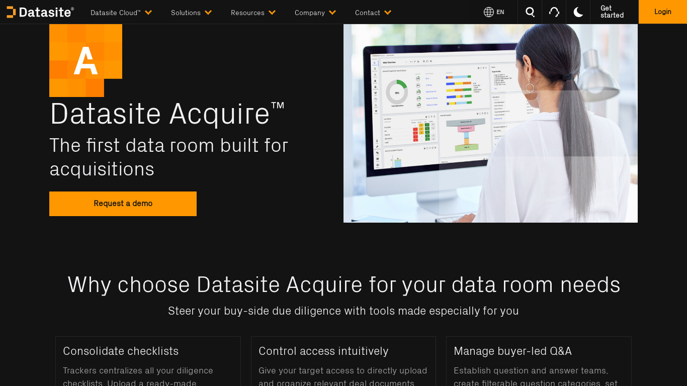 Datasite Acquire Landing page