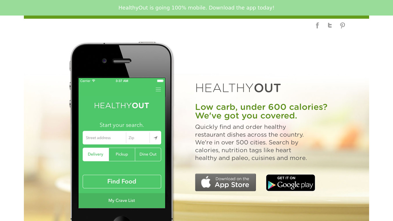 HealthyOut Landing page