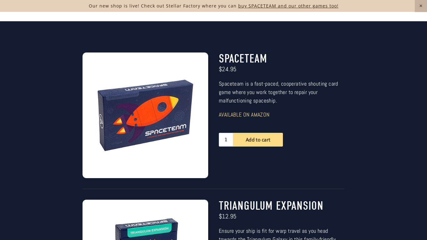 Spaceteam: The Card Game Landing page