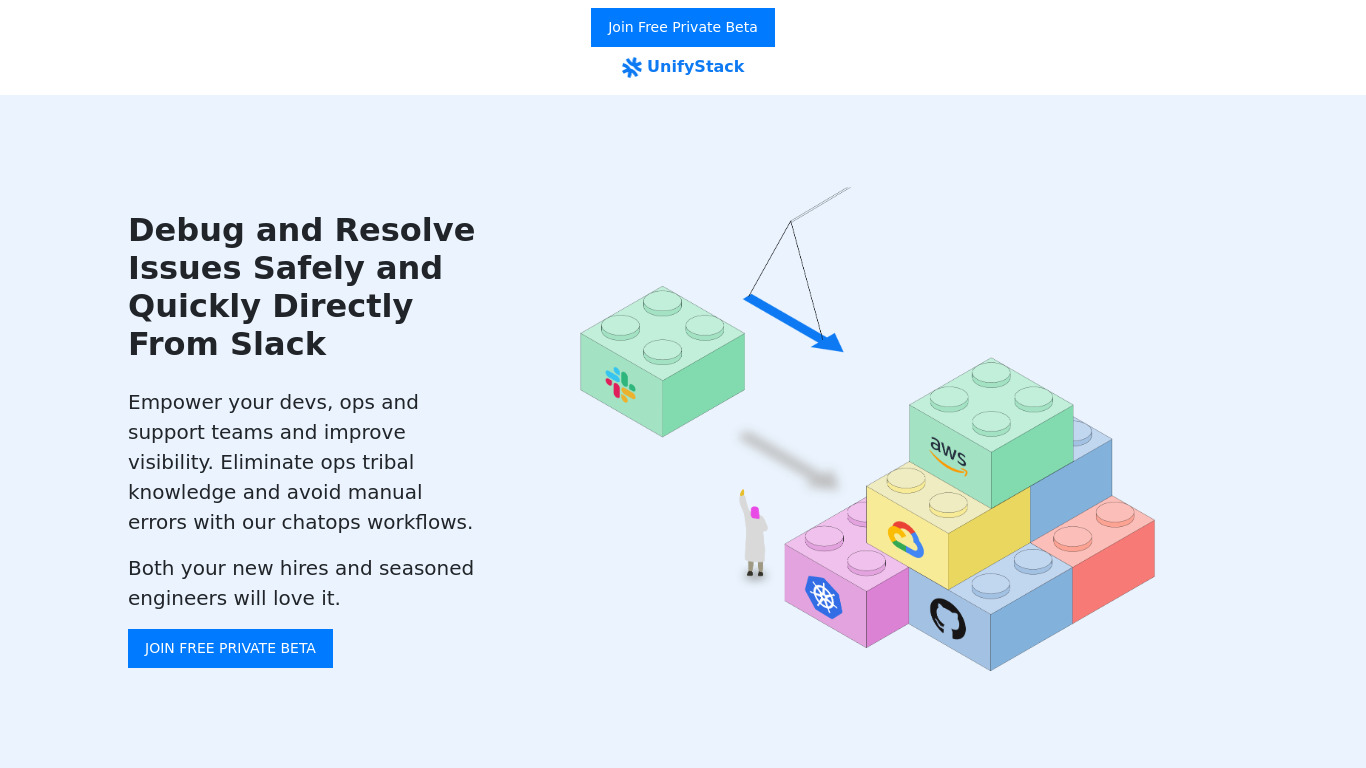 UnifyStack Landing page
