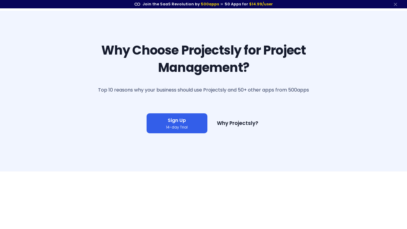 Projects.ly Landing page