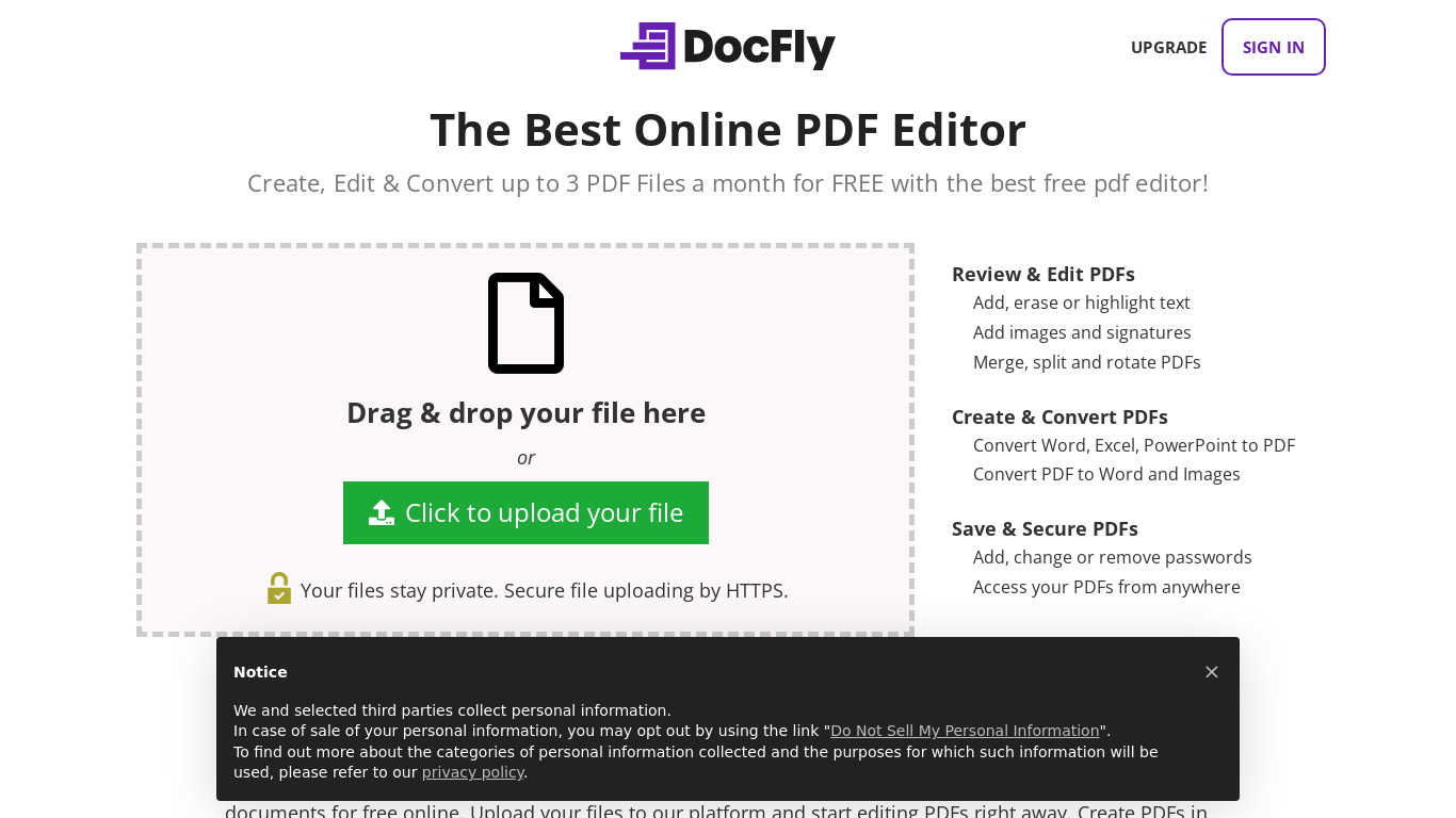 DocFly Landing page