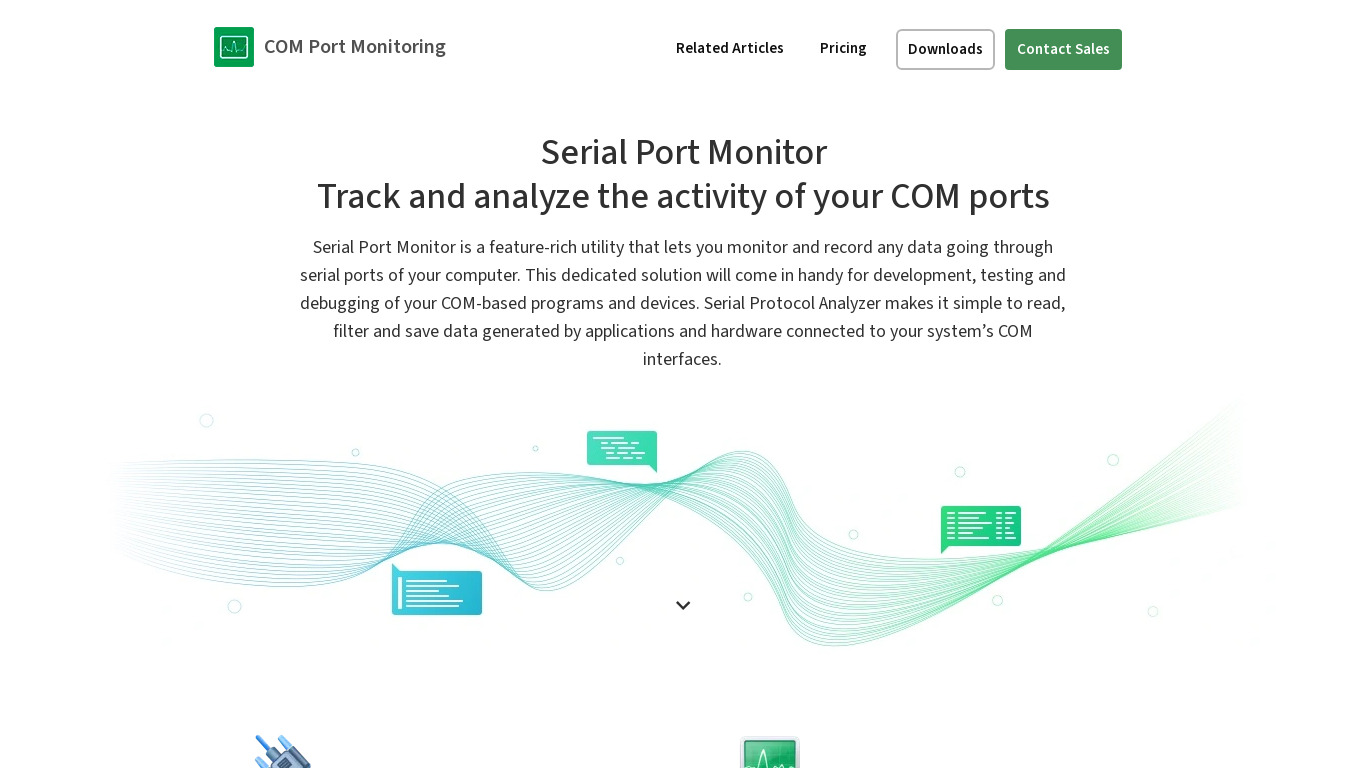 COM Port Monitoring Landing page