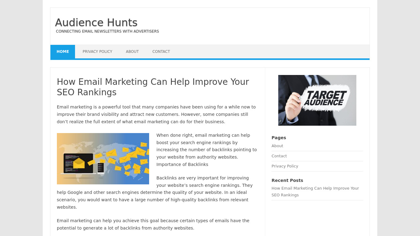 AudienceHunts Landing page
