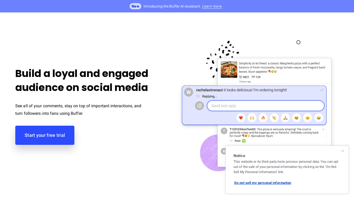 Engagement by Buffer Landing page