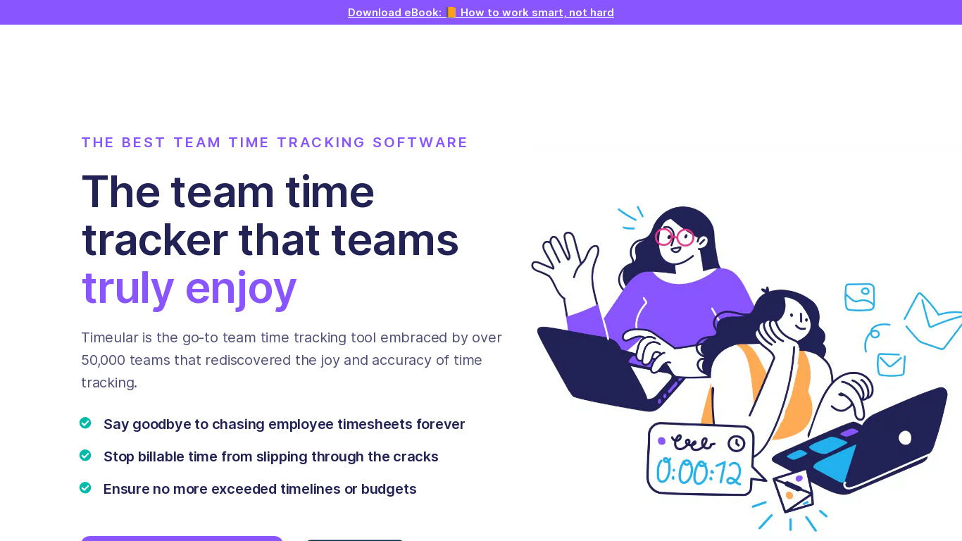 Timeular Shared Spaces Landing page
