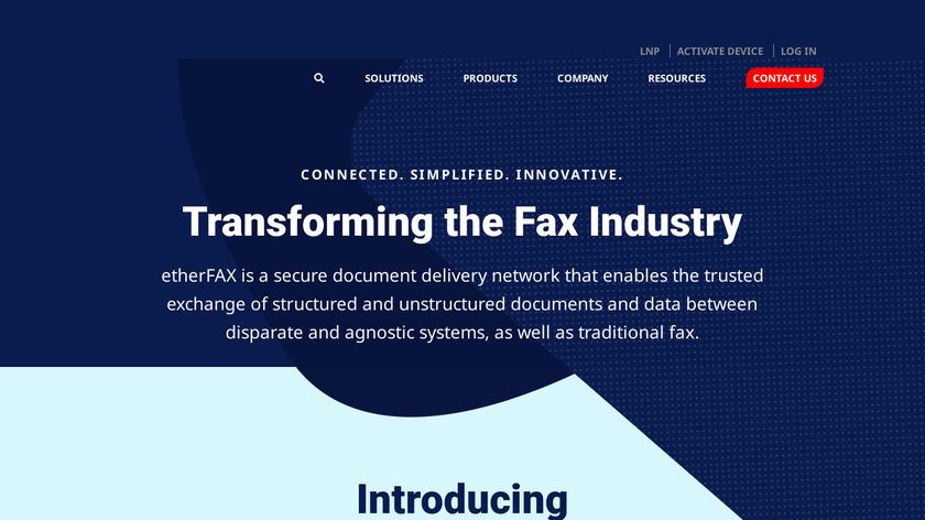 etherFAX Landing Page