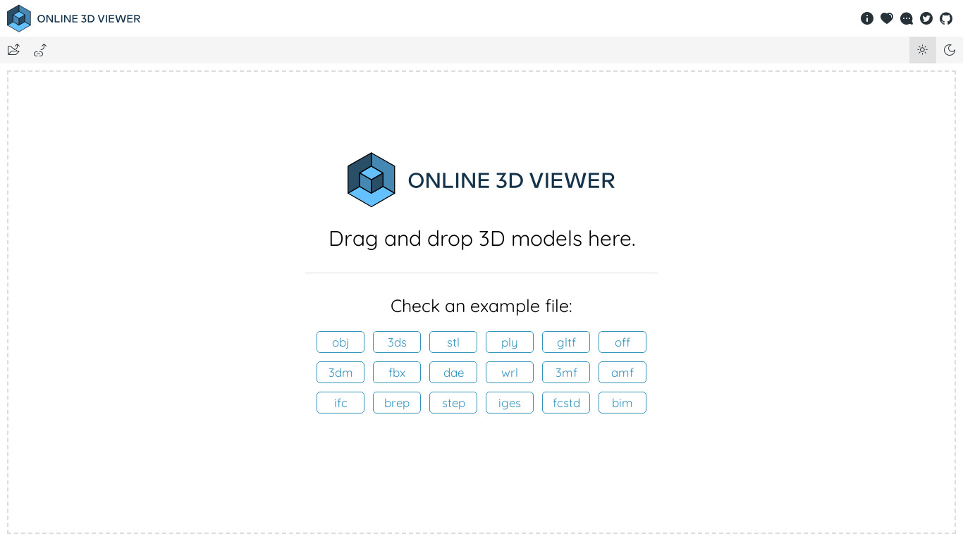 Online 3D Viewer Landing page