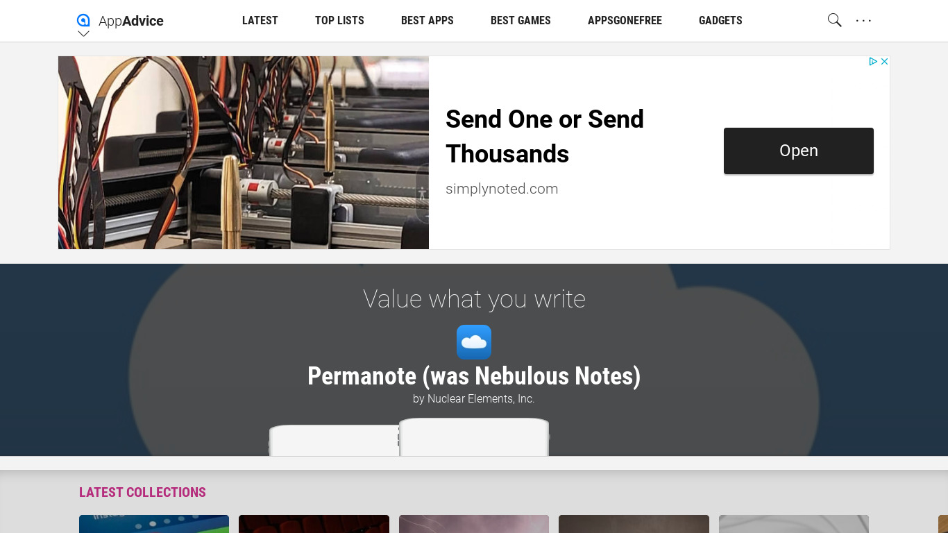 Permanote (was Nebulous Notes) Landing page