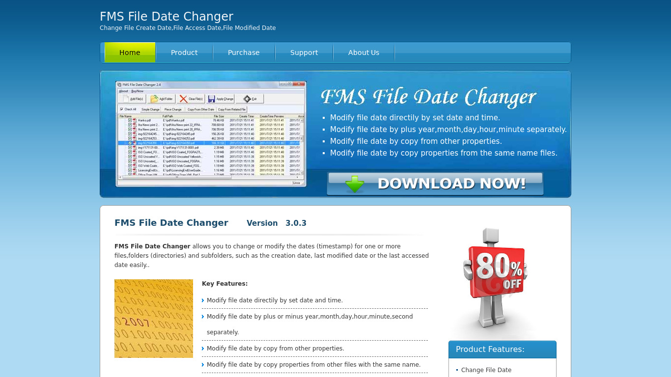 FMS File Date Changer Landing page