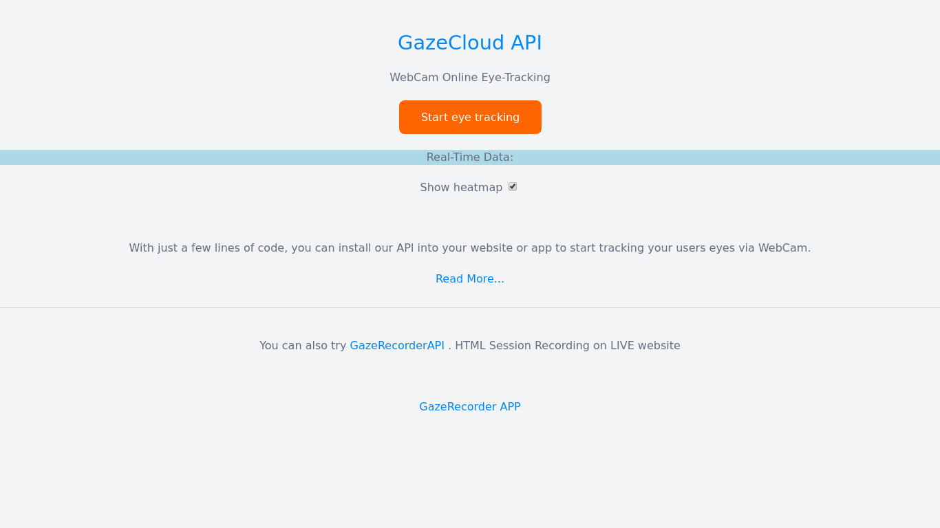 GazeCloudAPI Landing page