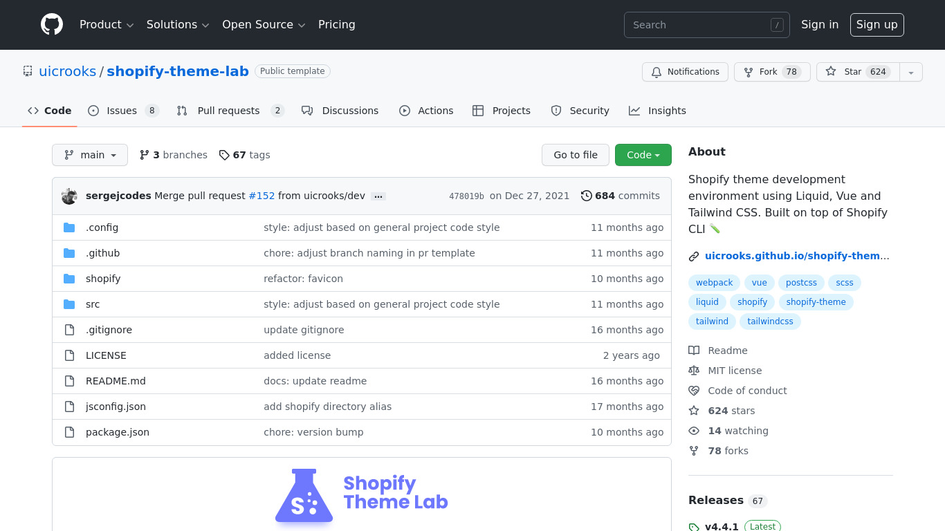 Shopify Theme Lab Landing page