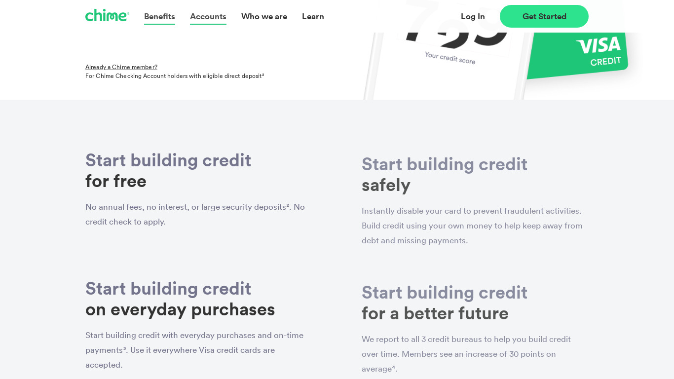 Chime Credit Builder Landing page