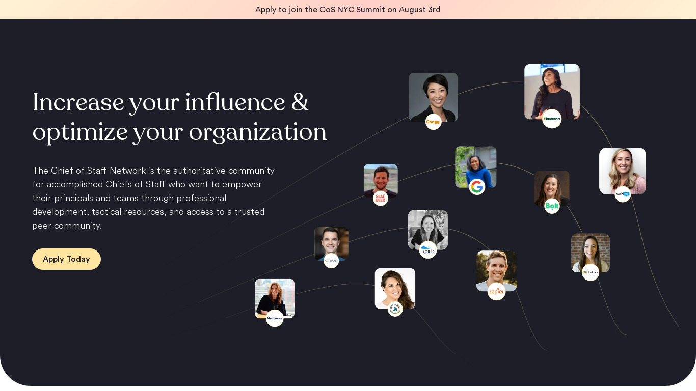 Chief of Staff Network Landing page
