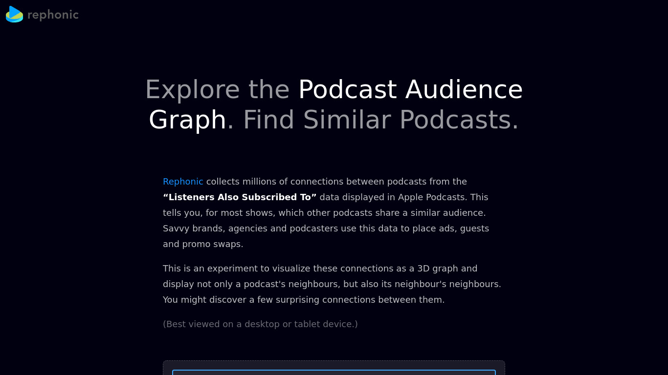 The Podcast Audience Graph Landing page