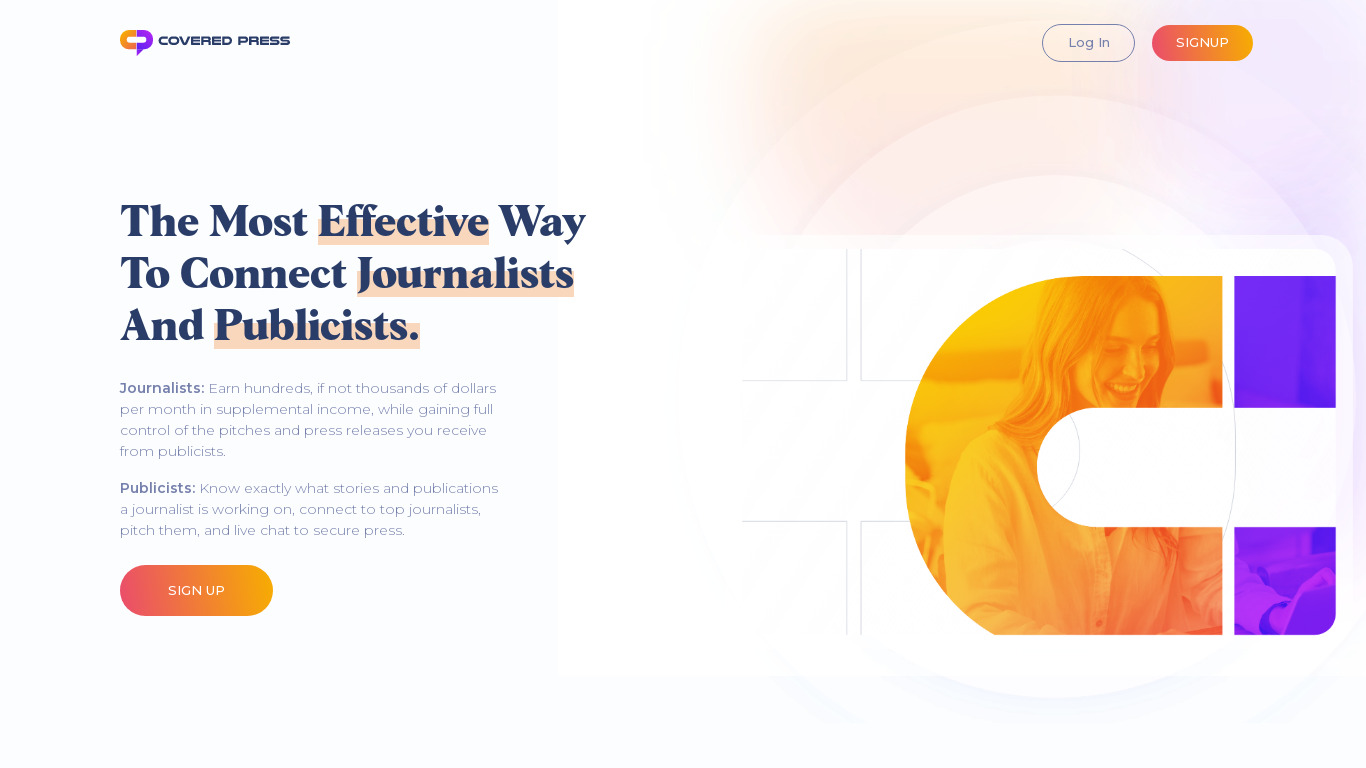 Covered Press Landing page