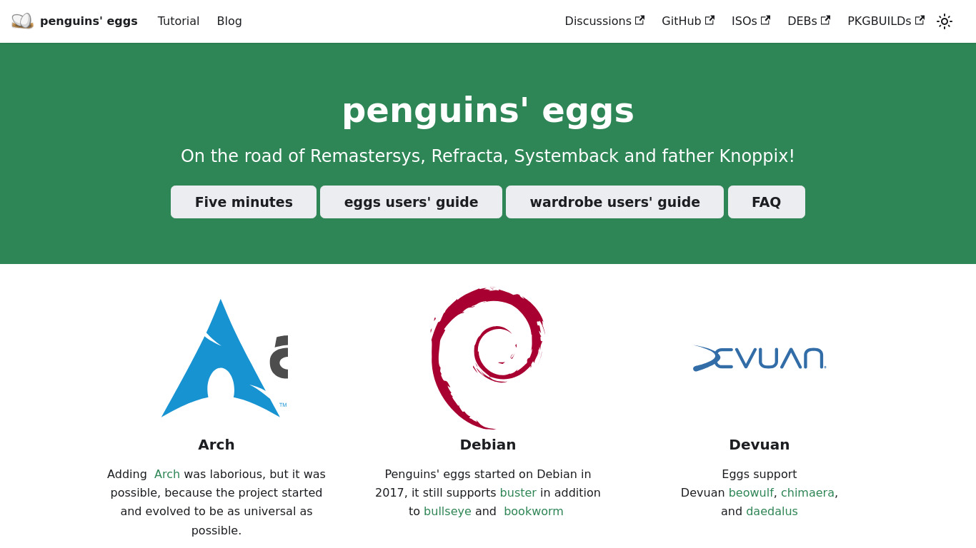 penguins-eggs Landing page