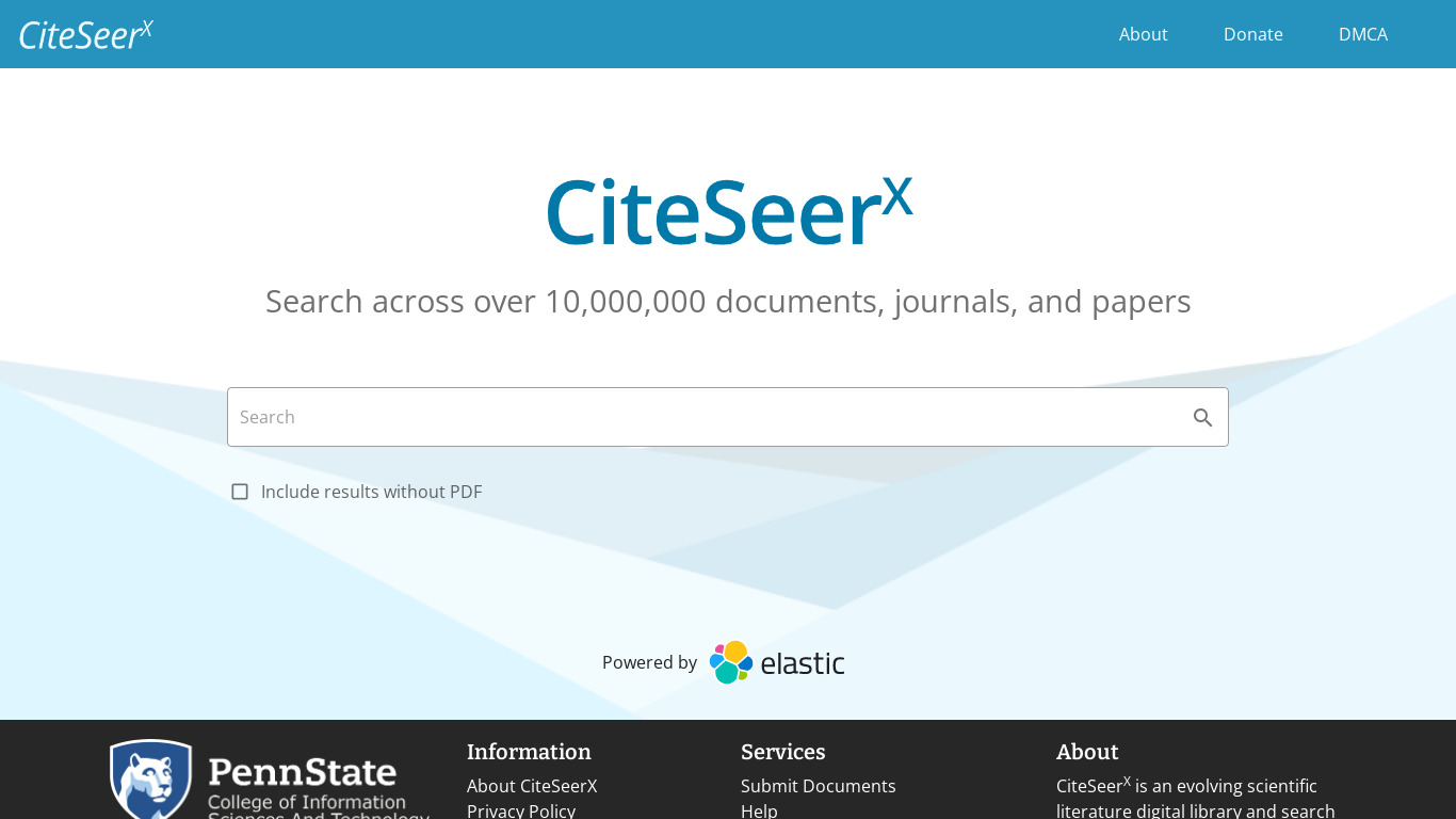 CiteSeerX Landing page