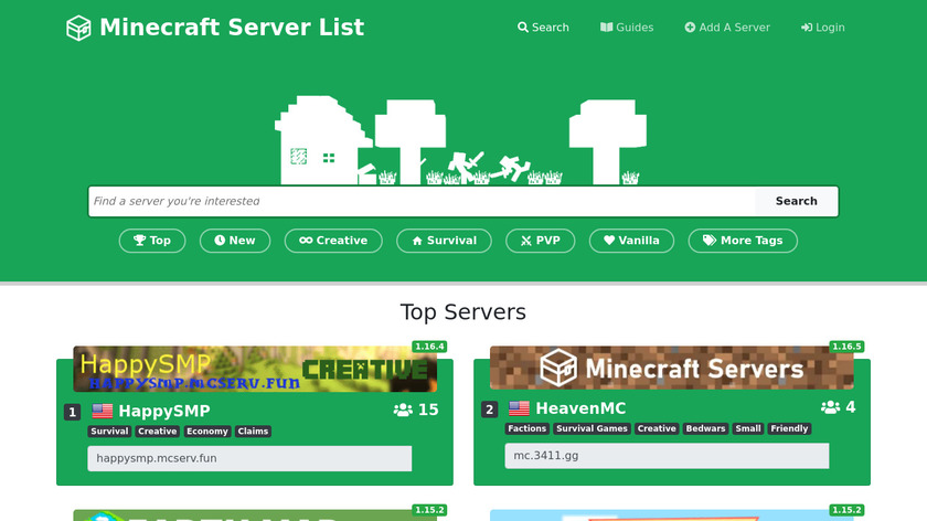 Minecraft Server Lists Landing Page