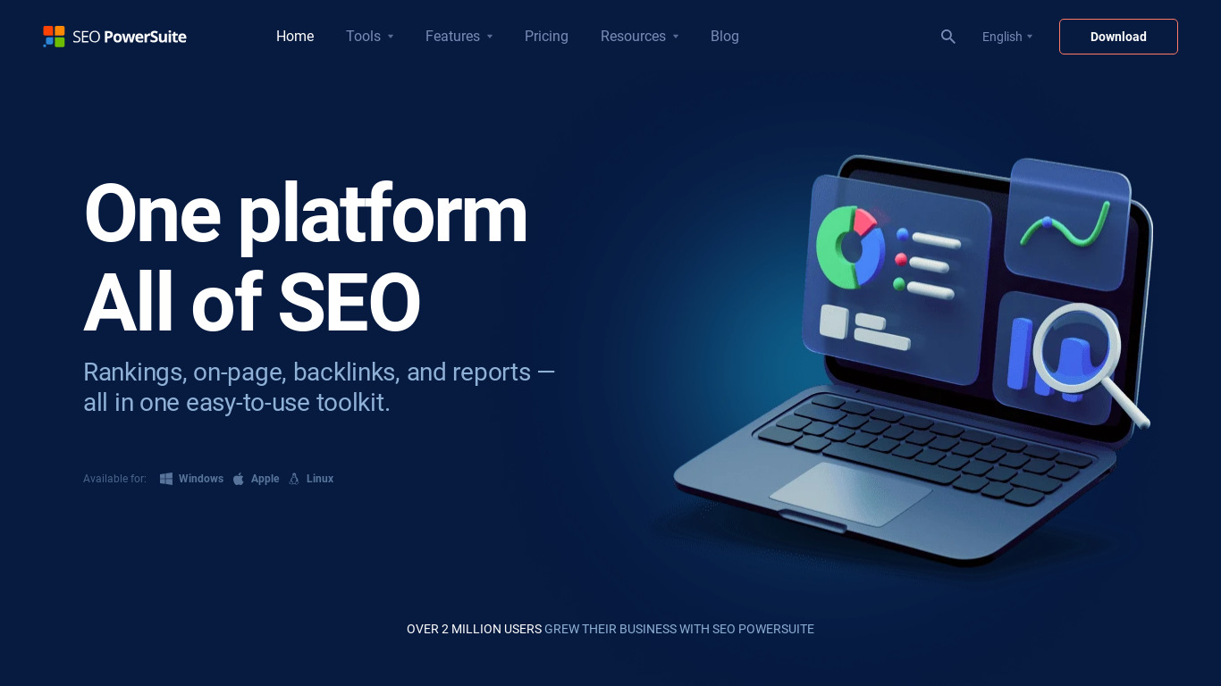 SEO PowerSuite Landing page