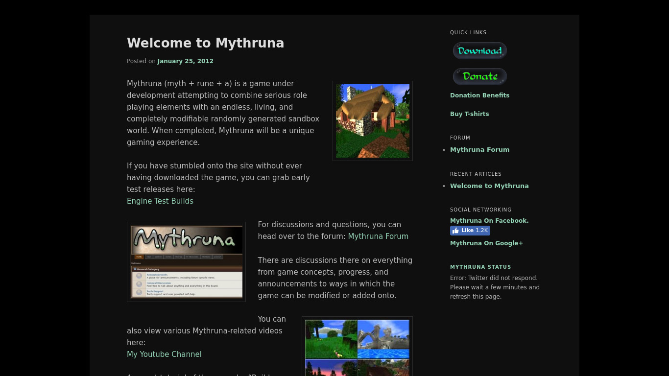 Mythruna Landing page