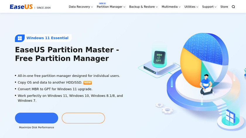 EaseUS Partition Master Landing Page