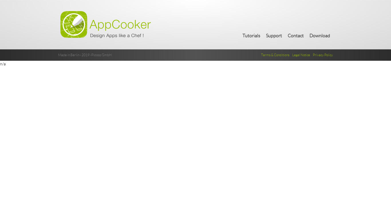 AppCooker Landing page