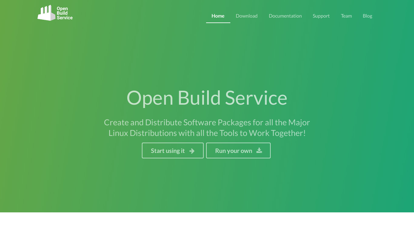 Open Build Service Landing page