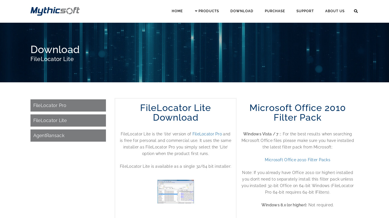FileLocator Landing page
