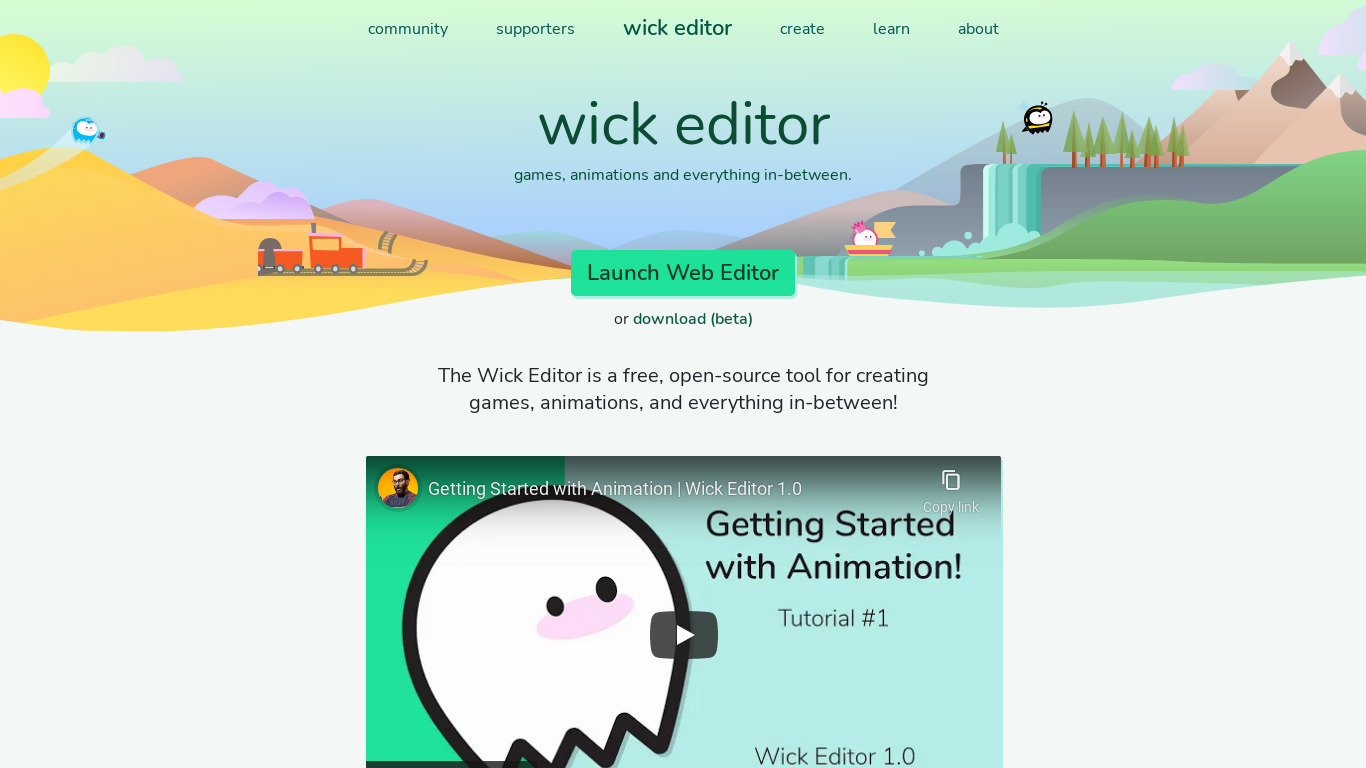 Wick Editor Landing page
