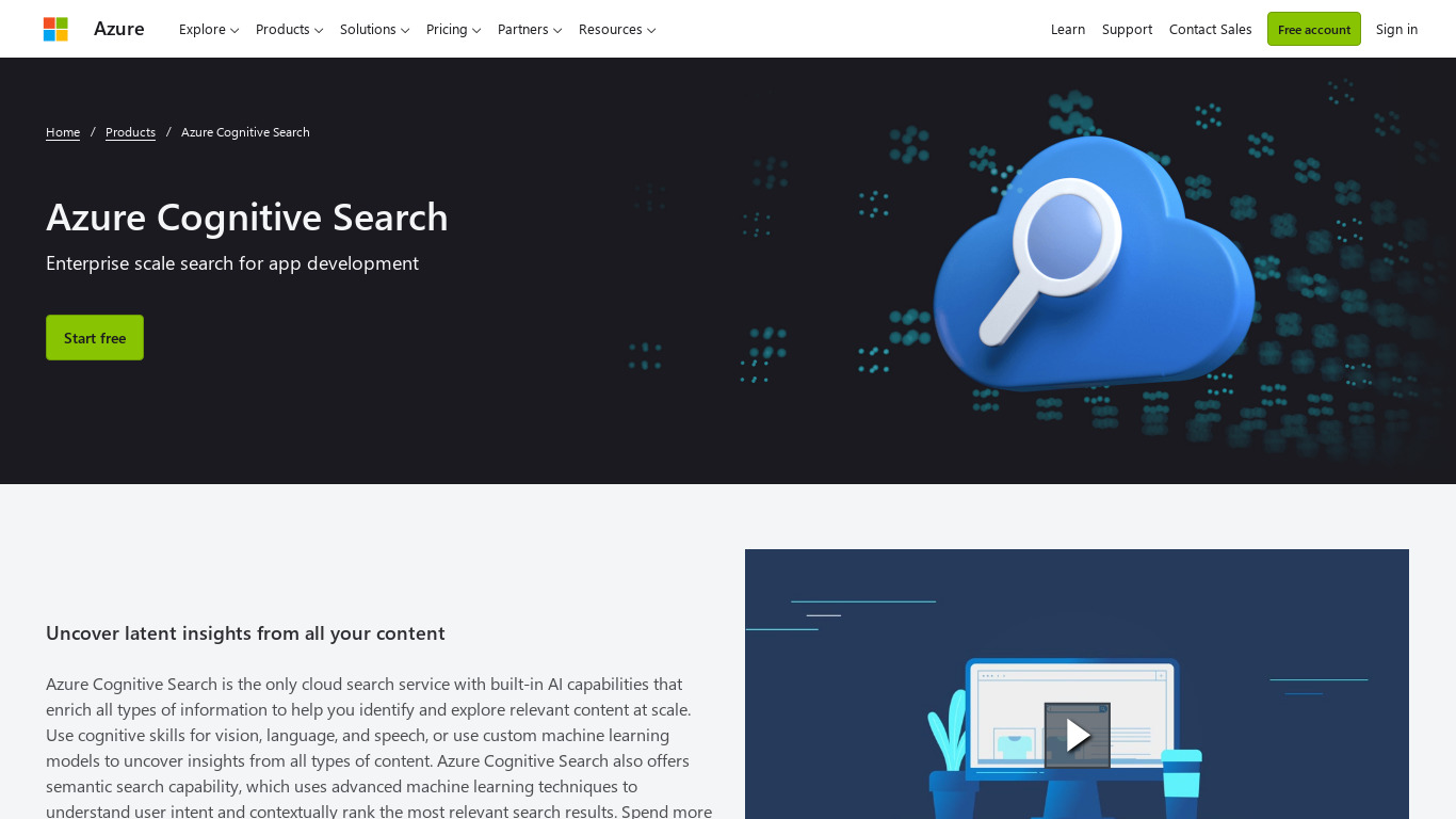 Azure Cognitive Search Landing page