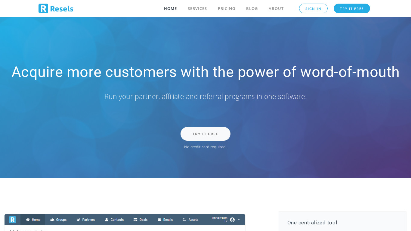 Resels Landing page