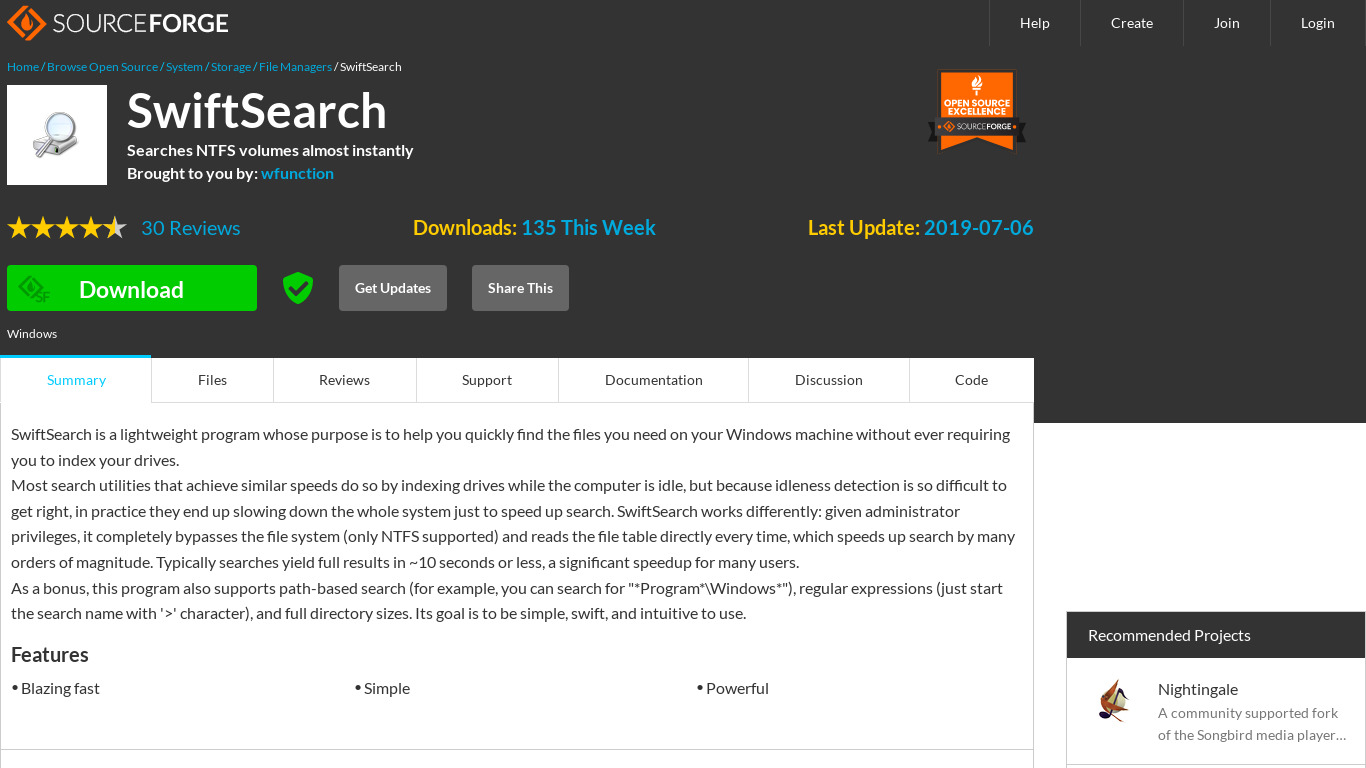 SwiftSearch Landing page