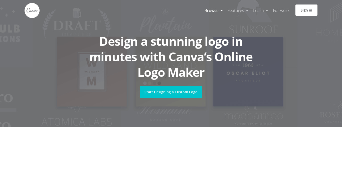 Canva Logo Maker Landing page