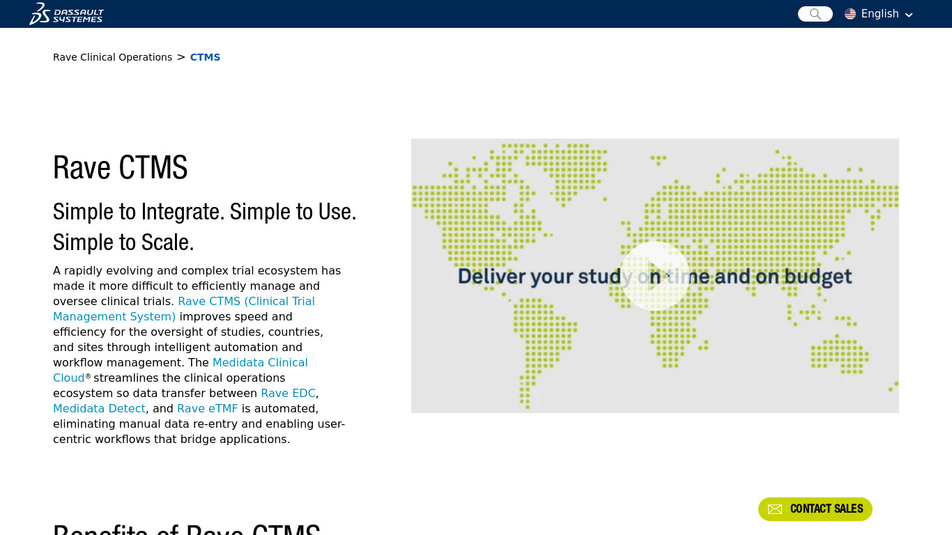 Medidata CTMS Landing page
