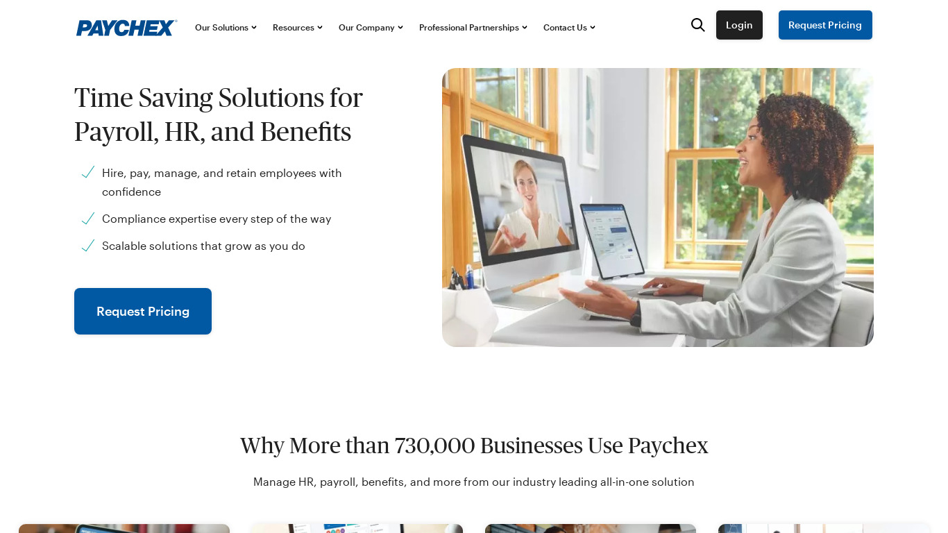 Paychex Landing page