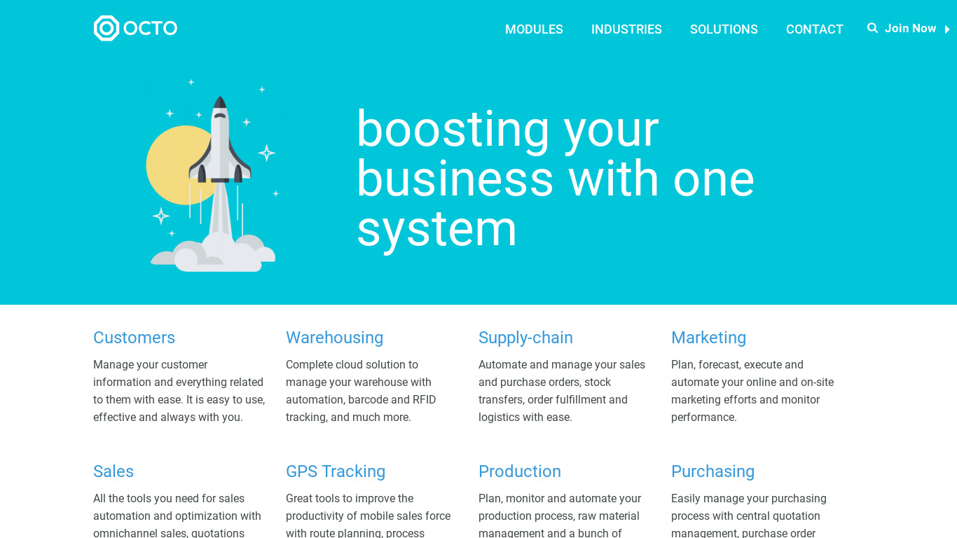 OCTO ERP Landing page
