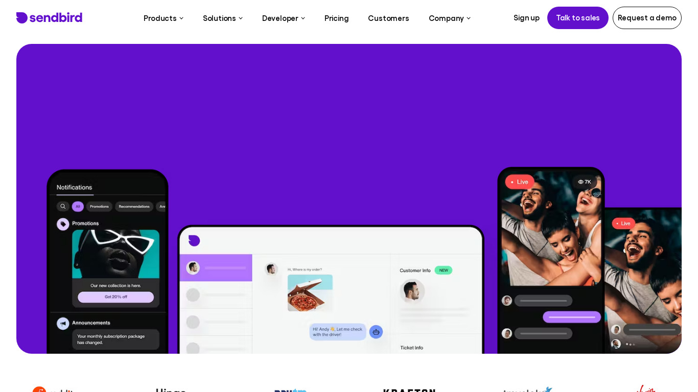 SendBird Landing page