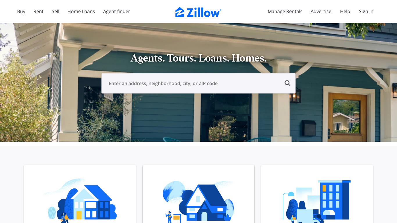 Zillow Landing page