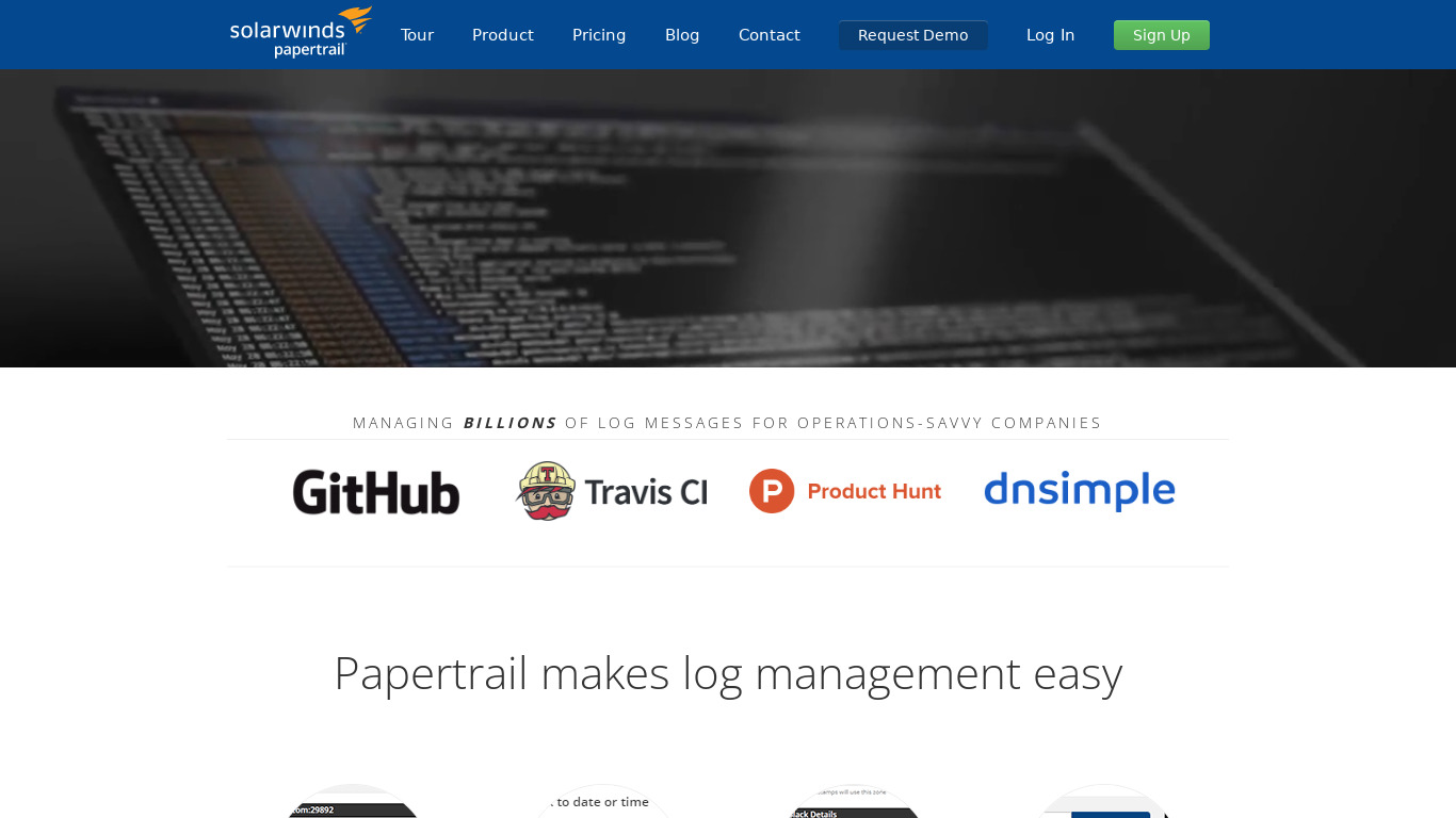 Papertrail Landing page
