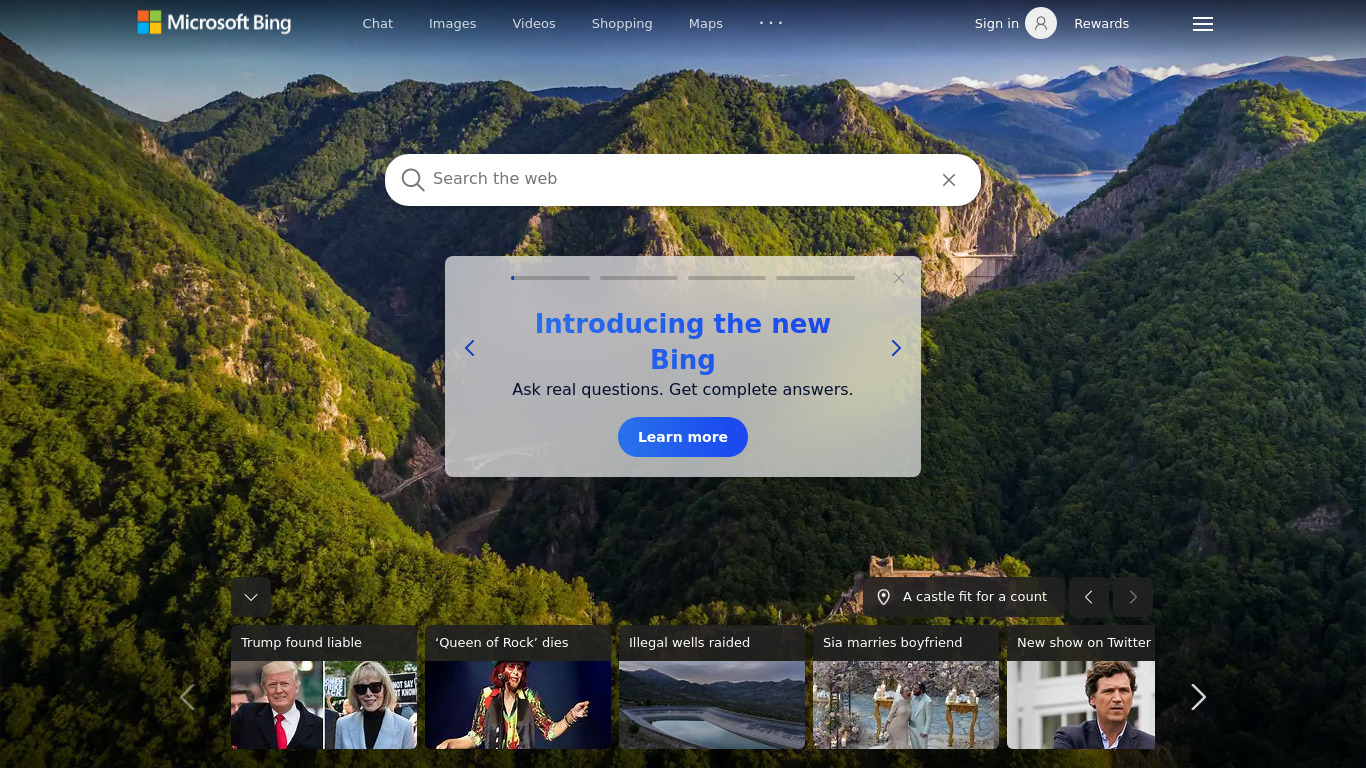 Bing Landing page