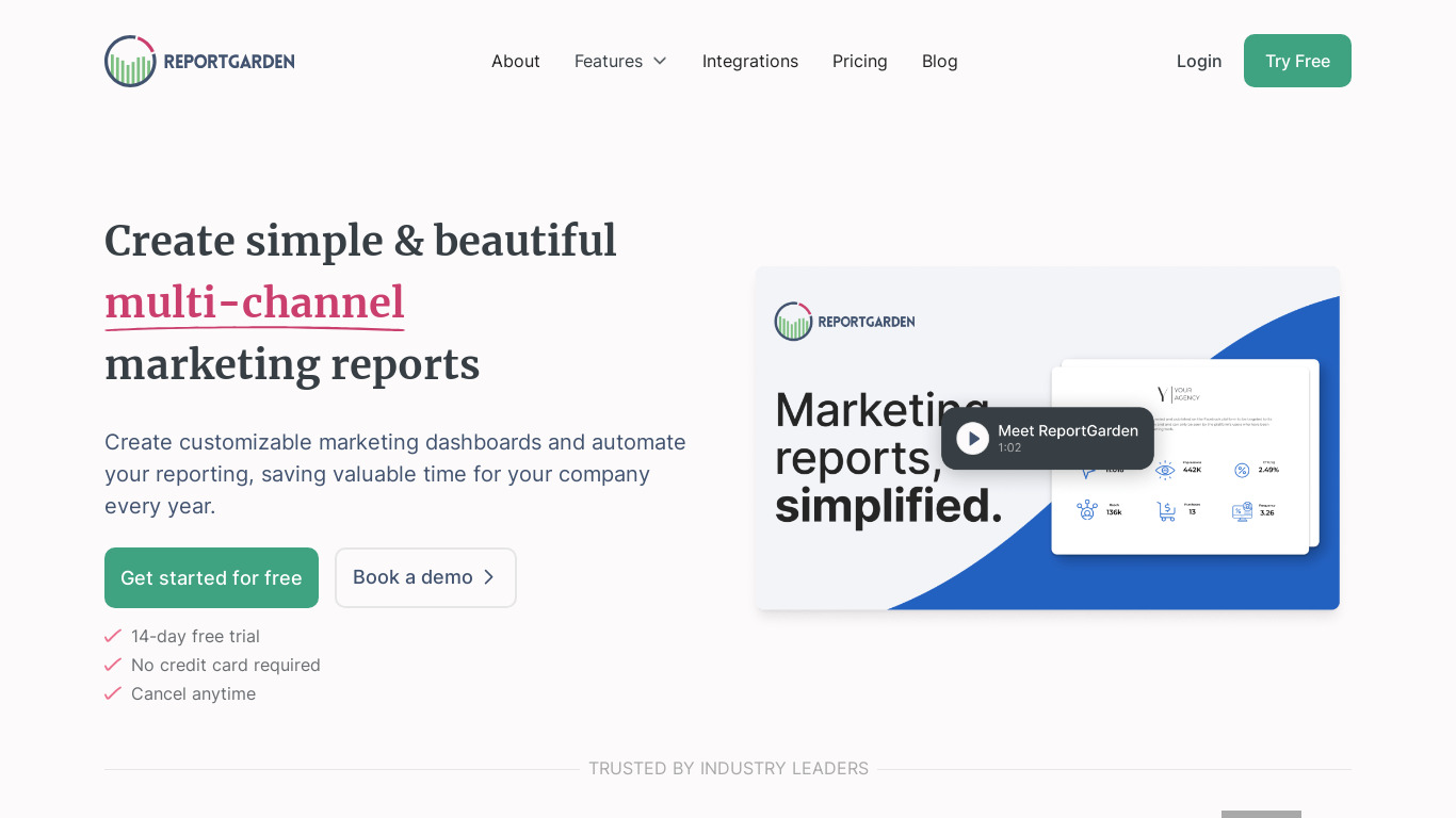 Reportgarden Landing page