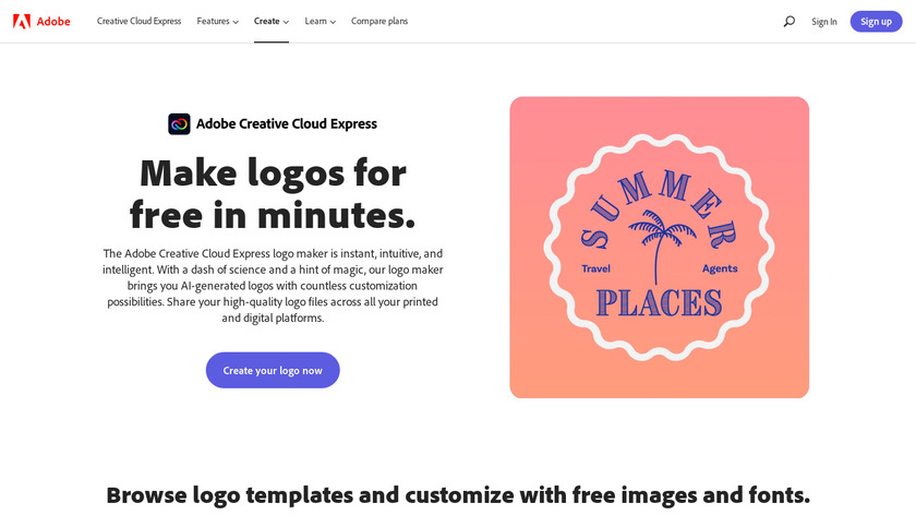 Adobe Spark Logo Maker Landing Page