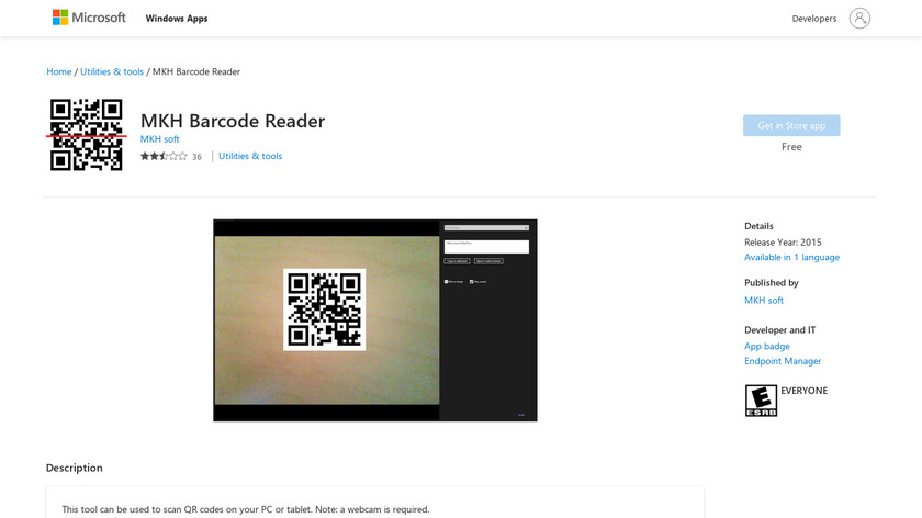 MKH Barcode Reader Landing Page