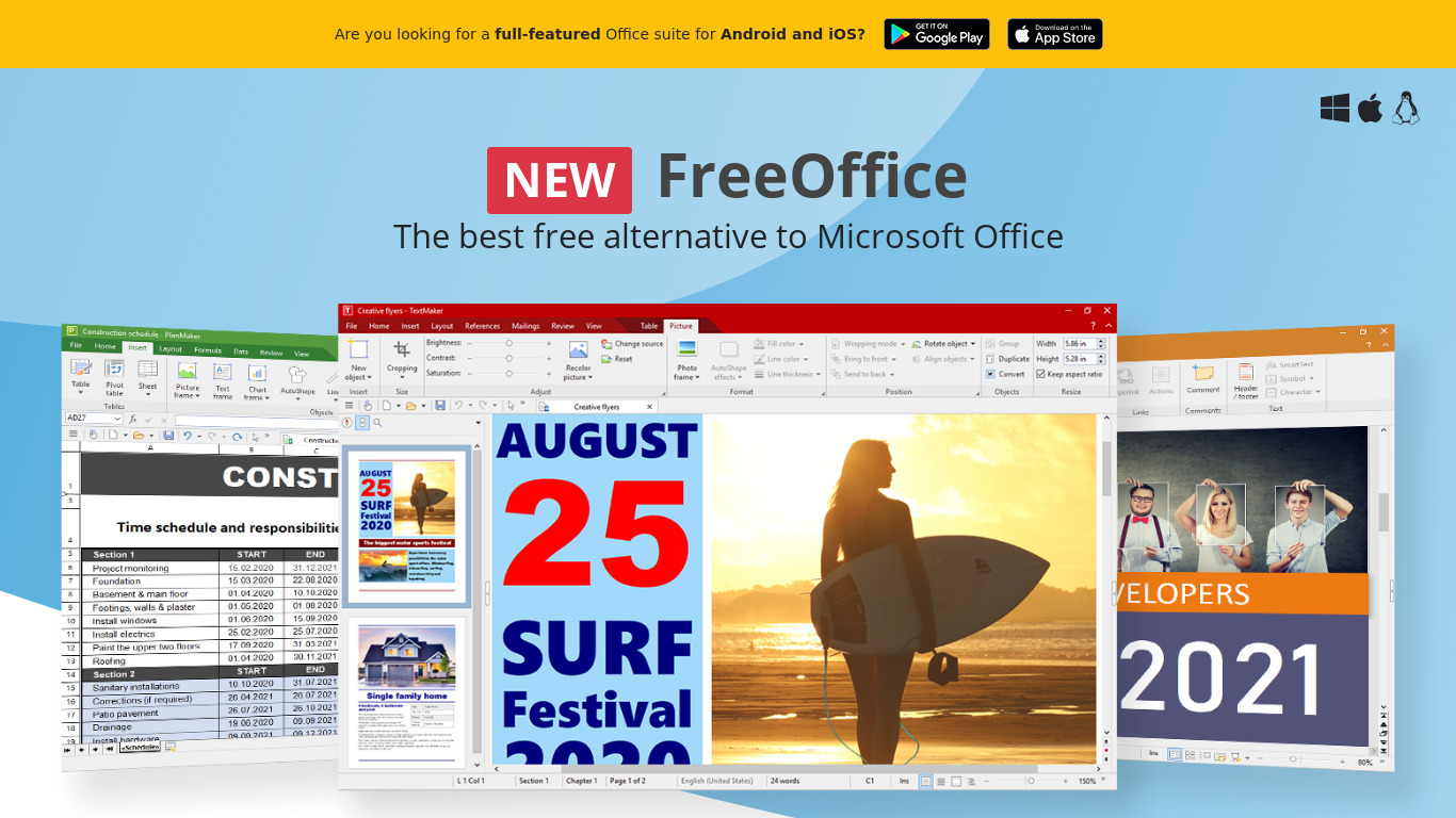 SoftMaker FreeOffice Landing page